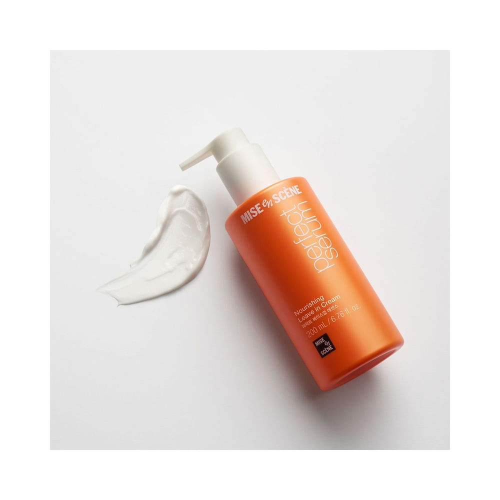 Frasco do Creme Leave-In Mise en Scène Nourishing Perfect Serum 200ml em ângulo frontal